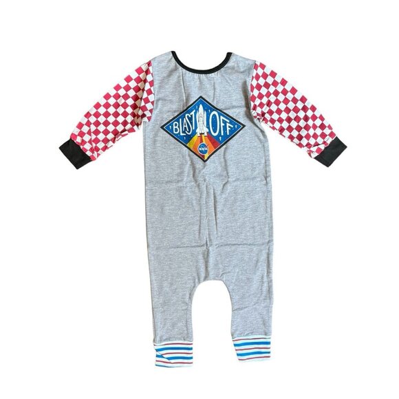 NEW Rags Blast Off/Checker Sleeve Romper 18-24 months